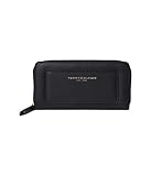 Tommy Hilfiger Amelia II Zip Around Wallet -Pebble PVC Black One Size, Schwarz, Einheitsgröße, Amelia Ii Geldbörse mit Reißverschluss, Kieselstein-Design, PVC