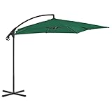 Qnhdfrt Ampelschirm 250x250 cm Grün UV-Schutz Sonnenschirm für Garten Terrasse und Strand mit Kurbel und Stahlmast