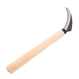 DECOMELODY Scharfe Handsichel mit Holzgriff Gezahnte Stahlsense für Präzises Gras Unkraut-schneiden Vielseitige Gartensense mit Kompakter Form für Sod-Ernte Seilschnitt Gartenpflege im Freien