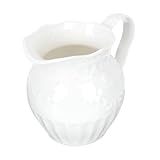 Toyvian Keramik Milchbecher Weiß mit Europäischem Blattmuster Glatte Kanten Vielseitiger Kaffee Teebecher für Zuhause Büro und Restaurant