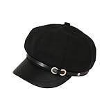 HIQIU Damen Ballonmütze Baskenmütze Elegant Trendy Schirmmütze Achteckiger Hut Barett Newsboy Cap Für Herbst Herbst (DE/NL/SE/PL, Alphanumerisch, Einheitsgröße, Schwarz)
