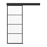 IDMarket - Schiebetür-Set aus gehärtetem Glas, 83 cm, aus Metall + MDF mit Schiene und Befestigungen