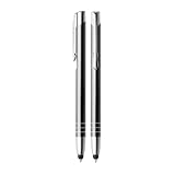 WPRO Toccara | 2-er Set | Kugelschreiber & Eingabe-Stift 2in1 | Smartphone & Tablet | dünne 3D Touch-Screen Stylus-Pen Spitze | Touchpen | Grafit