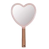 Eaoundm Handspiegel für Make-up, Kleiner Holz-Handspiegel, tragbarer Reise-Kosmetikspiegel für Männer und Frauen, 14 x 23 cm (B x L)