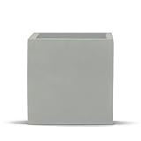 amei Der Kubische Pflanzkübel aus Fiberglas (Grau 18 x 18 x 18 cm) – Blumenkübel in geometrischer Optik – handgefertigter Pflanzenkübel aus Stonefiber – UV-beständig und frostfest
