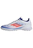 adidas Unisex F50 League Football Boots Turf Fußballschuhe, Cloud White/Solar Red/Lucid Blue, 42 EU
