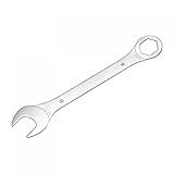 uxcell Dünner Ringmaulschlüssel mit versetztem 6-Kant-Ende und abgewinkeltem offenem Ende, metrisch, spiegelverchromt, Hartstahl, 32 mm