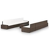 KTHLBRH Outdoor Lounge Garten möbel draußen Balkon Tisch und stühle 9-TLG. Garten-Lounge-Set mit Kissen Braun Poly Rattan
