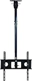 Deckenhalterung für Fernseher, für 32- bis 60-Zoll-Fernseher, neig- und schwenkbarer TV-Ständer, hält bis zu 110 Pfund, multifunktionaler schwarzer TV-Tischständer