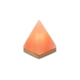 HAF® Rosa Salzlampe Pyramide ca. 17,5 cm hoch aus echtem Natursalz | 100% natürliche Salzkristalllampe aus der Salt Range Pakistan | Nachttischlampe auf Holzsockel inkl. Lampenfassung + Glühbirne