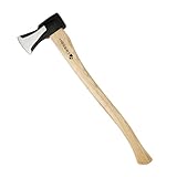 HÖGERT TECHNIK Spaltaxt 2000g, Hickory-Holzgriff, gehärteter Stahl, 47-55 HRC, UV-Beschichtung, Keilbefestigung, extra Stabilität, ideal zum Spalten von Baumstämmen und Holz