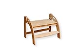 Montessori Tritthocker | Holz-Fußbank | Klappbarer Tritthocker | Robuster Zwei-Stufen-Hocker | Holz-Kinderstuhl