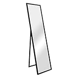 [en.casa] Standspiegel Giovinazzo 150x35 cm Ganzkörperspiegel MDF-Rahmen rechteckig Ankleidespiegel kippbar neigbar Schwarz