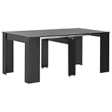 WEMYUFURN Ausziehbarer Esstisch Hochglanz Schwarz 175 x 90 x 75 cm, Tisch für Mahlzeiten, Küchentisch, Esszimmertisch für Esszimmer und Küche