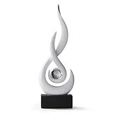 LNXMES Schwarze Flamme Skulpturen Dekor für Wohnzimmer, Moderne Minimalist Statue Home Dekoration für Esszimmer, Abstrakte Kunst Skulptur für Regal TV Stand Couchtisch Deko (Weiß-29,5cm)