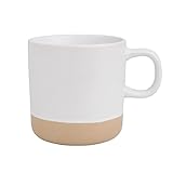 Keramik Tasse, Kaffeetasse Weiß Gesprenkelt 355 ml – Kaffeebecher, Steingut Tassen für Zuhause/Büro, Mikrowellen/Spülmaschinenfest