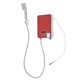 Elektrischer Durchlauferhitzer 6500W 220V Sofortiger Elektrischer Warmwasserbereiter mit Handbrause, 55℃ Tankloser Wassererhitzer mit Digitaler Bildschirm, Warmwasserbereiter für Bad Küche (Rot)