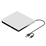 Gosera Externes CD-DVD +/-RW-Laufwerk, USB 3.0 und USB-C, Tragbarer CD- und DVD-ROM-, Player, Lesegerät, Schreibgerät, Rewriter, Disc-Laufwerk, Einfache Installation,