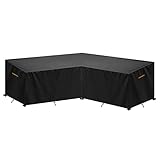 SanGlory Abdeckung für Gartenmöbel L-Form Loungemöbel Abdeckhaube mit Belüftungsöffnungen, Wasserdicht Schutzhülle für Gartenmöbel Sitzgruppe Ecksofa Eck-Loungegruppe Abdeckplane 216x216x85/80cm