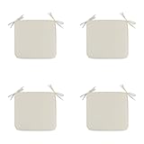 4er Set Sitzkissen 40 x 40 cm Stuhlkissen mit Bändern, Sitzpolster für Stuhl Weiches Stuhlauflage Sitzauflage Dekokissen für Innen- & Außenbereich (Beige)