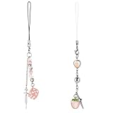 Amabro 2 Stück Süße Phone Charm,Erdbeere Handyanhänger,Würfel Handy Anhänger Y2k Bag Charms Sawako Handykette Handyhülle Niedlich Glänzend Telefon Zubehör für Handytasche Schlüsselanhänger Kamera