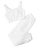 Schlafanzug Damen Winter Thermo Camisole + Pyjamahose Winter Pyjama Set Fleece NachtwäSche Warmer Loungewear Jogginghose Weich Sleepwear Baumwolle Frauen SchlafanzüGe Leichte Yoga-Sets