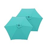 Goodgoods 2,7 m Terrassenschirm Ersatzdach Marktschirm Top Outdoor Regenschirm Baldachin für 6 Rippen (nur Baldachin), Seeblau (2 Stück/Paket)