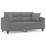 Willood 2-Sitzer-Sofa mit Kissen Liegesofa für Wohnzimmer, Polstersofa Sessel Relaxsofa Loungesofa Relaxcouch Dunkelgrau 140 cm Mikrofasergewebe