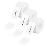 3 Rollen Thermo Etikettenband 15mm x 4m, Wasserfeste Etikettenband Geeignet für Etikettendrucker, Etikettenbandrollen für Name Datum Preis, für E10 / E11 / E16 usw(Weiß)