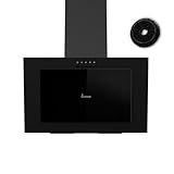 KKT KOLBE Dunstabzugshaube 60 cm | Umluft | Abluft | Wandhauben Kopffrei | Edelstahl | schwarz | Glas | LED-Beleuchtung | Druckknopf Bedienung | VTH601S