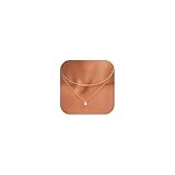 CASSIECA Kette Damen 14K Vergoldete Halskette Layering Kette Wasserfest Goldkette Halskette Damen Zirkonia Anhänger Halskette Gold Schmuck Geschenk