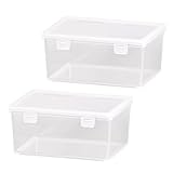 LdawyDE Karteikarten Box Groß, 2 Stück Karteikasten A6 Quer, 15,8 x 11,8 x 7,2 cm Karteikartenbox A6 mit Deckel, Vokabelbox für bis zu 500 Karten für Karteikasten, Lernkarten, Visitenkarten