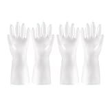 SXTYYH Heavy-Duty Gummihandschuhe for Die Küche Wasserdicht Handschuhe for Den Abwasch Wiederverwendbar Putzhandschuhe Dickes Haushaltshandschuhe(White,2 Pairs_L)