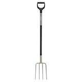 Fiskars Spatengabel für Harte, steinige Böden, Mit 4 Zinken, Länge: 132 cm, Hochwertiger Borstahl, Grau/Schwarz, Ergonomic, 1070679