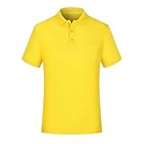 Poloshirts Herren Golf Tshirts Schnelltrocknendes Polohemd Kurzarm Polo T-Shirt Sommer Atmungsaktive Tennis Sport Slim Fit Freizeit Poloshirt, Rippshirt Nachthemd Gym Tank top(Gelb,4XL)