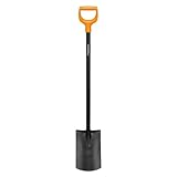 Fiskars Gärtnerspaten für weiche, steinarme Böden, Rund, Länge 116,6 cm, Hochwertiges Stahl-Blatt/Kunststoff-Stiel, Schwarz/Orange, Solid, 1066717