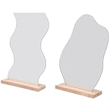PATKAW 2St Spiegeltisch Klebstoff Schminkspiegel Streifen Zimmerspiegel LED Vanity Mirror Makeup Mirror Standspiegel Cosmetic Mirror Bürospiegel Rahmenloser Spiegel Holz Silver