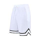 Generisch 2026 Männliche High Street Einfarbig Basketball Sport Cropped Hosen (White, XL)