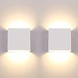 CHEVVY 2 Stück LED Wandleuchte Innen Weiße 7W Moderne LED Wandleuchte Up and Down Leuchten Aussen Aluminium Flurlampen Warmes Weiß 3000K Wandlampen
