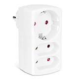 Aigostar Mehrfachsteckdose 3-Fach Steckdosenadapter, 2 Euro +1 Schuko Steckdose Kindersicherung, doppelstecker für Steckdose,Weiß