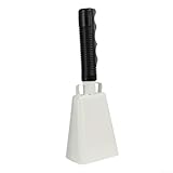 Partyglocke aus Stahl mit Griff, tolles Hand-Percussion-Instrument zum Anfeuern bei Spielen und Feiern (weiß)