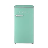 EVVO Kleiner Retro-Kühlschrank, 84 Liter Fassungsvermögen + 11 Liter Gefrierschrank, Vintage-Design, energiesparend, leise, Temperaturkontrolle, LED-Licht, Mini-Kühlschrank, F26 Retro-Kühlschrank,