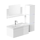 Home Deluxe - Badmöbel-Set - WANGEROOGE Big Weiß - Large - inkl. Waschbecken und komplettem Zubehör - Breite Waschbecken: ca. 80 cm I Badezimmermöbel Waschtisch Badmöbelset