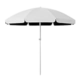 KXWOQ3ED Tragbarer runder Strandschirm, 2,2 m, Outdoor-Gartenschirm, UV-Schutz, Sonnenschirm, Marktschirm, höhenverstellbar, weiß, 220 cm