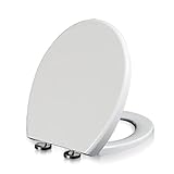 Wttfc Wc Sitz Mit Absenkautomatik,Toilettendeckel,Toilettenbrille,O Form Wc Deckel Weiß Oval, Quick-Release Funktion FüR Einfach Reinigung, Mit Verstellbaren Scharnieren,D