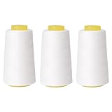 KEPYDRMTF Nähgarn-Kegel-Set, je 274 m, 3 Stück, hochfeste Polyester-Fadenspulen zum Nähen, Quilten, Overlock-, Merrow- und Handstickerei (3 x Weiß)
