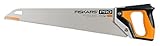 Fiskars Pro Handsäge für Holz, Laminat und PVC, Sägeblattlänge: 50 cm, 9 TPI, Schwarz/Orange, PowerTooth, 1062919