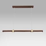 ZXDTVFGN LED-Deckenleuchte, lineare Hängelampe aus Holzmaserung, Hängeleuchte für Esszimmer, langer Streifen für Schlafzimmer, Küche, Insel, Tischlampen, Lam