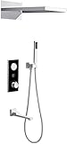 JZWCHQ Wasserhahn thermostatisches Duschsystem, Duschhahnset, mit Temperaturanzeigeventilkörper, Dusch -Set, Duscharmaturen mit doppelter Duschkopf und Badewanne Wasserhahn. Chrome-A-Wasserhahn