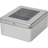 Luxus - Teebox - 4 Fächer - Quadratisch - Silber - Mit Sichtfenster und Scharnierdeckel - Keksdose - Aufbewahrungsbox - Kuchendose - Vorratsdose - Aufbewahrungsbox - Rechteckig